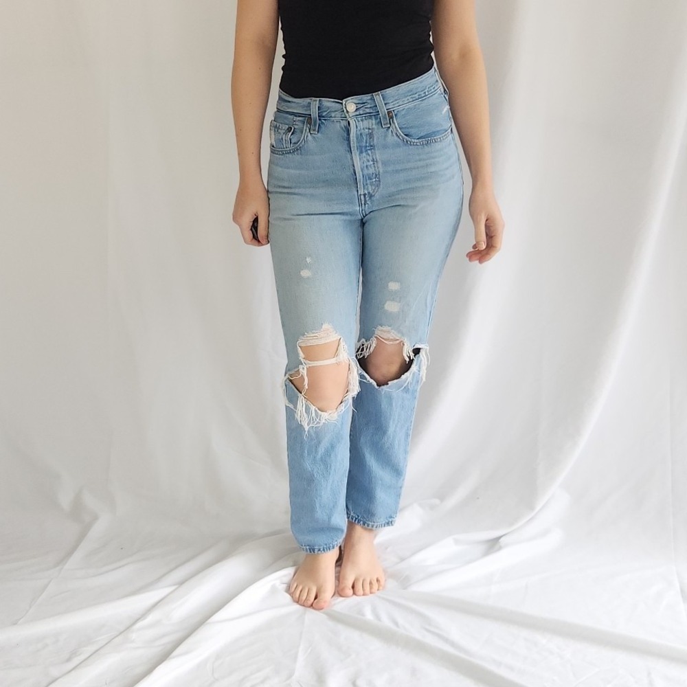 Levi's Premium Distressed 501. Button Fly Jeans
